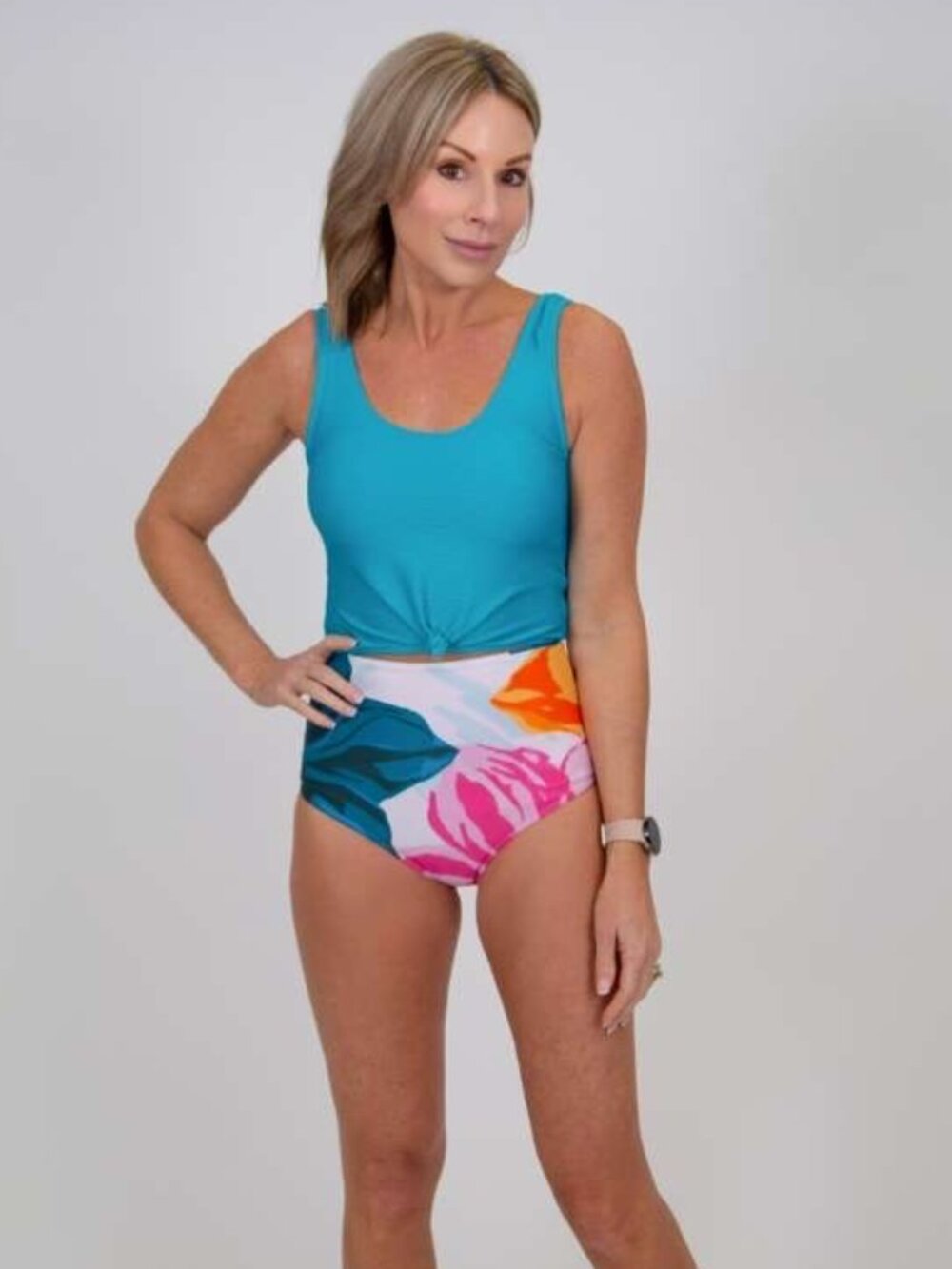 Floral Fusion Reversible Midi Swim Bottoms